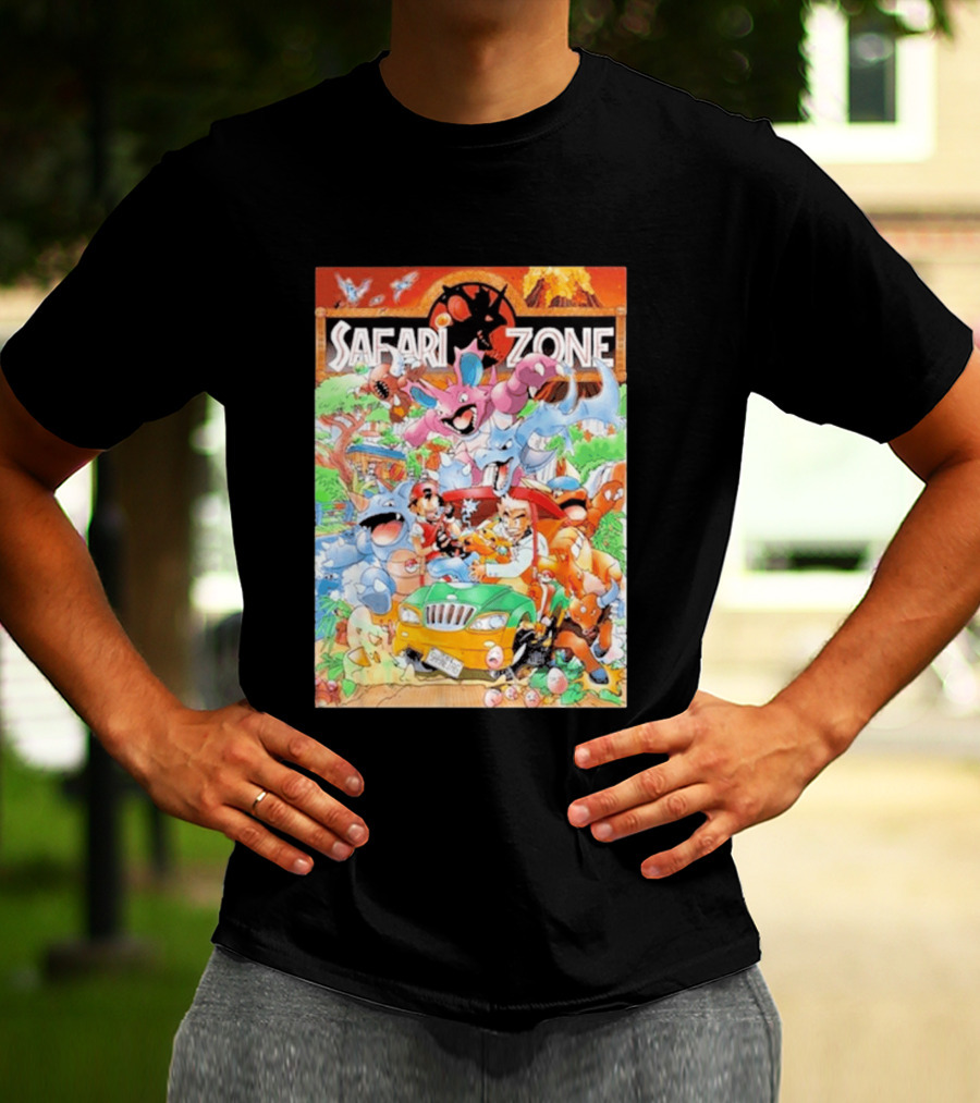 Safari Zone Adventure Pokémon Characters And Professor Interaction T-Shirt
