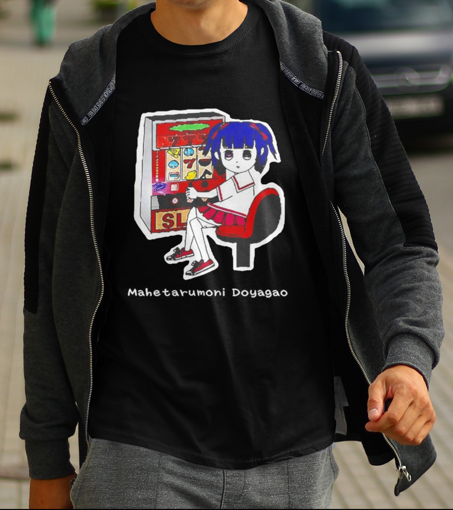 Production Jinrikisha Mahetarumoni Doyagao Anime Girl Slot Machine Seven Seven Seven T-Shirt