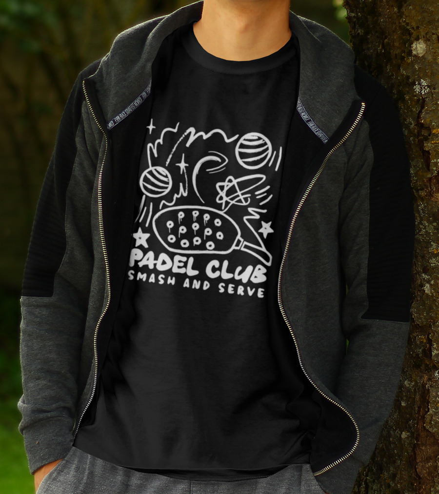 Padel Club Smash And Serve Doodle Tennis Ball Racket Stars T-Shirt
