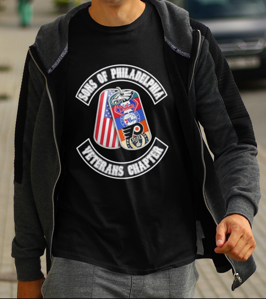 Sons Of Philadelphia Sports Veterans Chapter Dog Tags Eagles Phillies 76ers Flyers Union T-Shirt