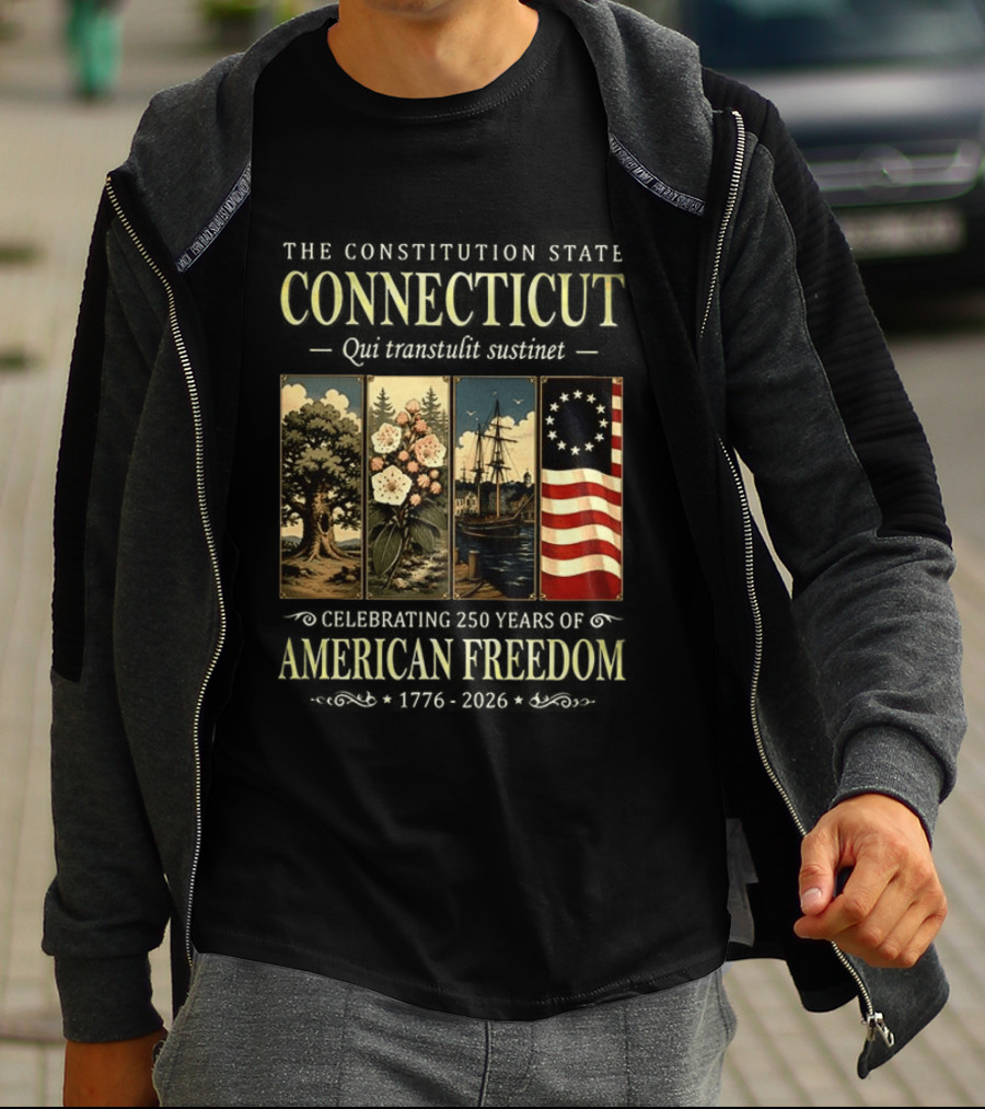 Connecticut Celebrating 250 Years Of American Freedom 1776 2026 Palmetto State T-Shirt