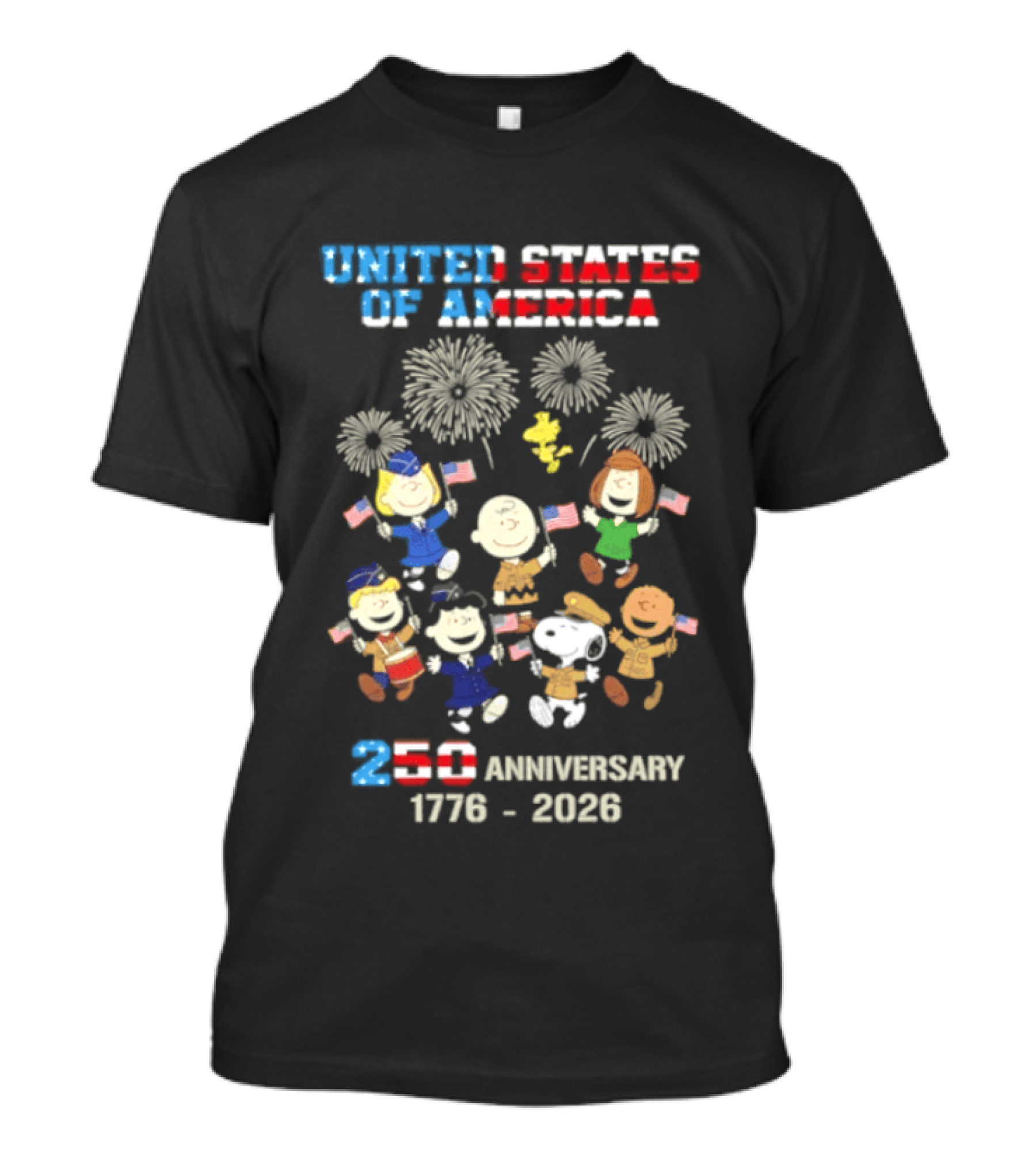 United States Of America 250th Anniversary 1776 2026 Snoopy Peanuts Characters Celebration T-Shirt