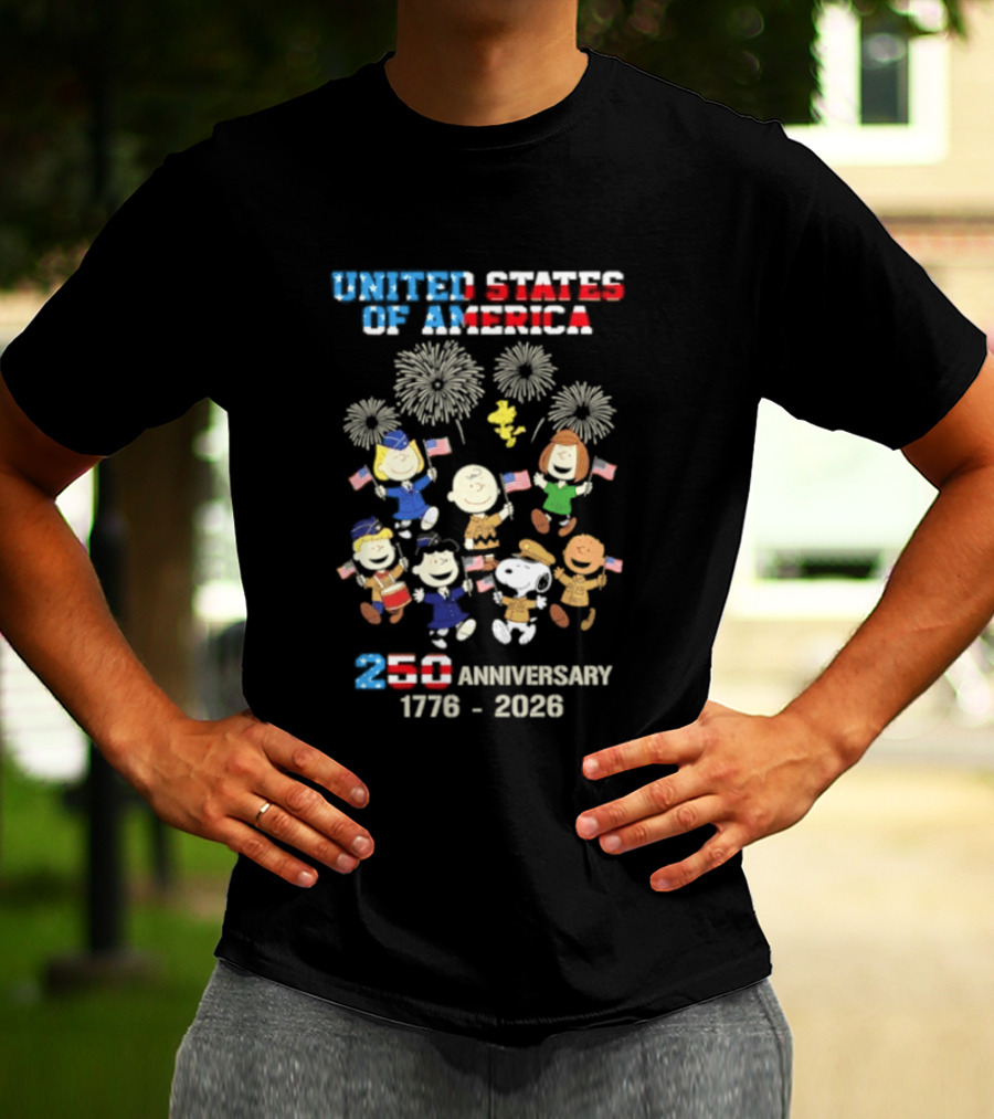 United States Of America 250th Anniversary 1776 2026 Snoopy Peanuts Characters Celebration T-Shirt