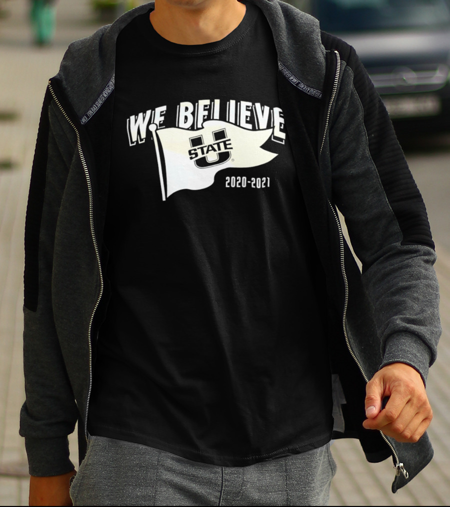 Utah State Aggies We Believe 2020 2021 Logo Flag T-Shirt