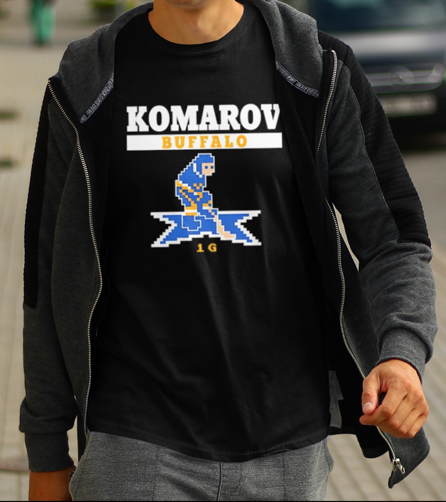 Komarov Buffalo Sabres 76 Hockey Pixel T-Shirt