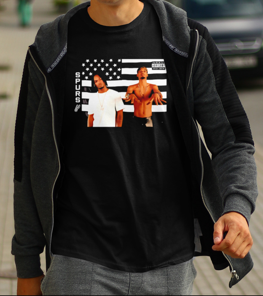 Spurs Wemby And Castle Stankonia American Flag T-Shirt