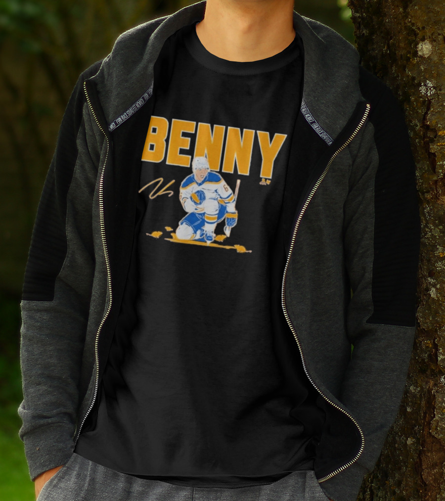Benny 66 Hockey Player Buffalo Blue And Gold T-Shirt