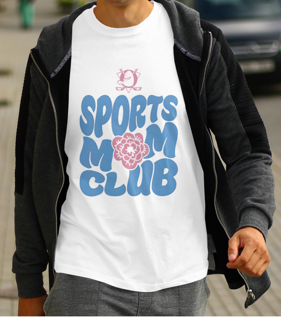 Anaheim Ducks Sports Mom Club Floral Lettering T-Shirt
