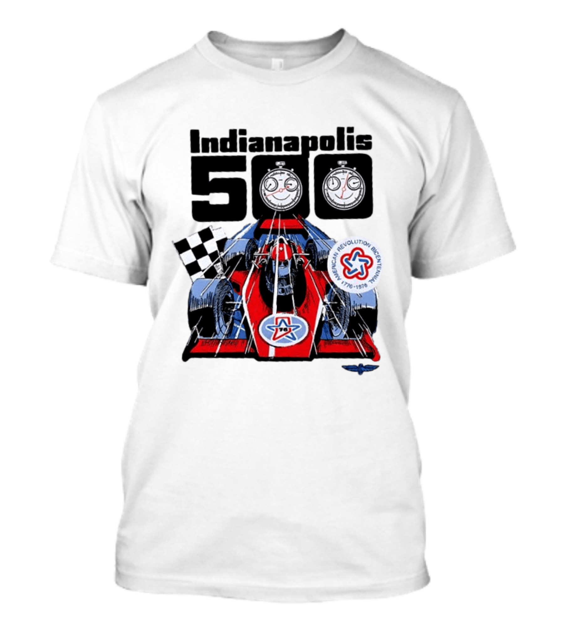 Indianapolis 500 1976 60th Anniversary Racing Car American Revolution Bicentennial T-Shirt