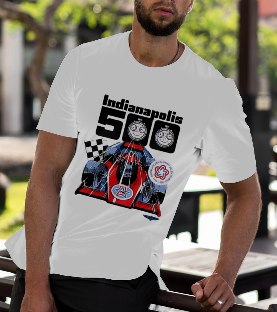 Indianapolis 500 1976 60th Anniversary Racing Car American Revolution Bicentennial T-Shirt