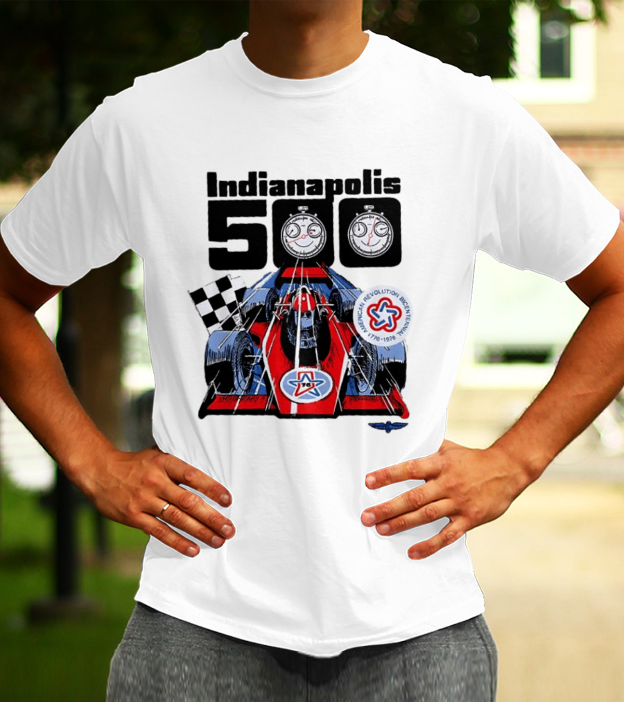 Indianapolis 500 1976 60th Anniversary Racing Car American Revolution Bicentennial T-Shirt