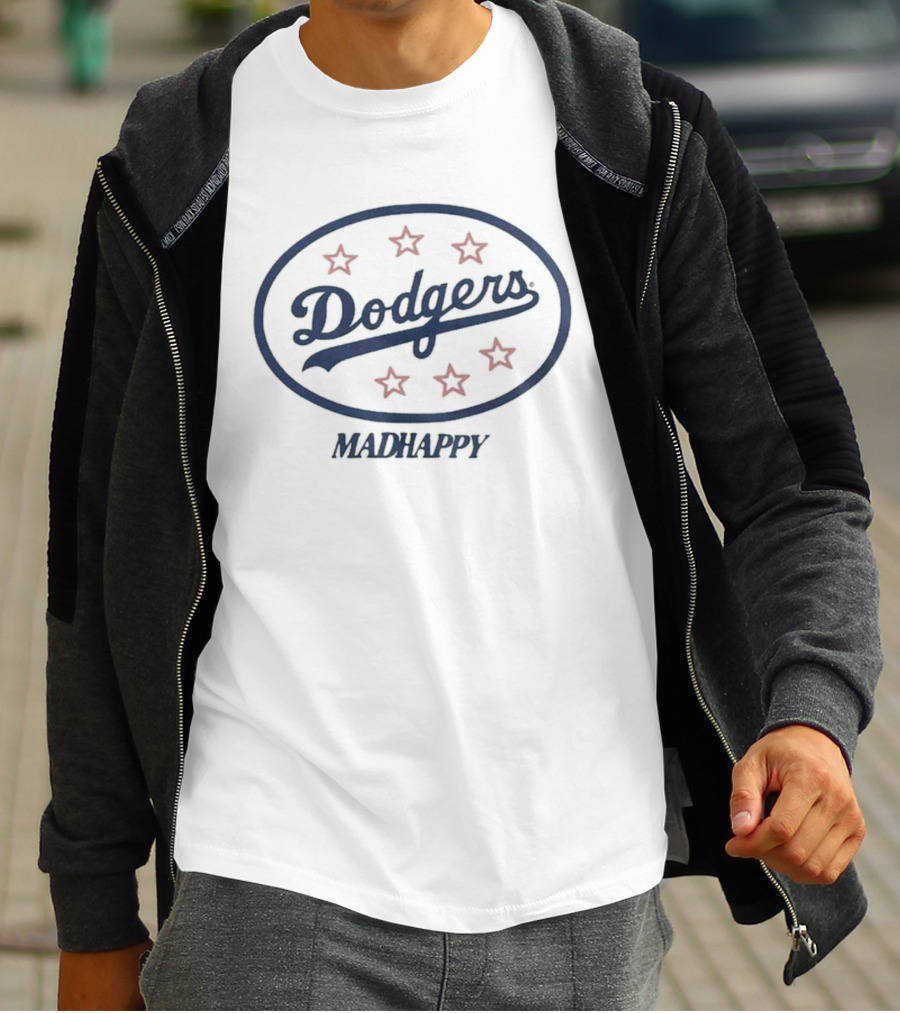 Los Angeles Dodgers Madhappy Oval Heavyweight Fleece Dodgers Stars T-Shirt