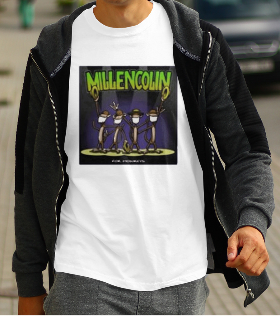Millencolin For Monkeys Dancing Cartoon Monkeys With Masks And Hats T-Shirt