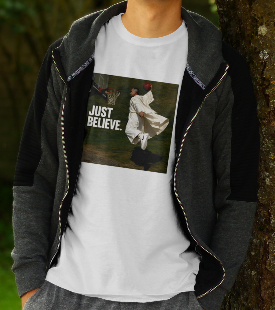 Just Believe Basketball Dunk Pope Leo T-Shirt