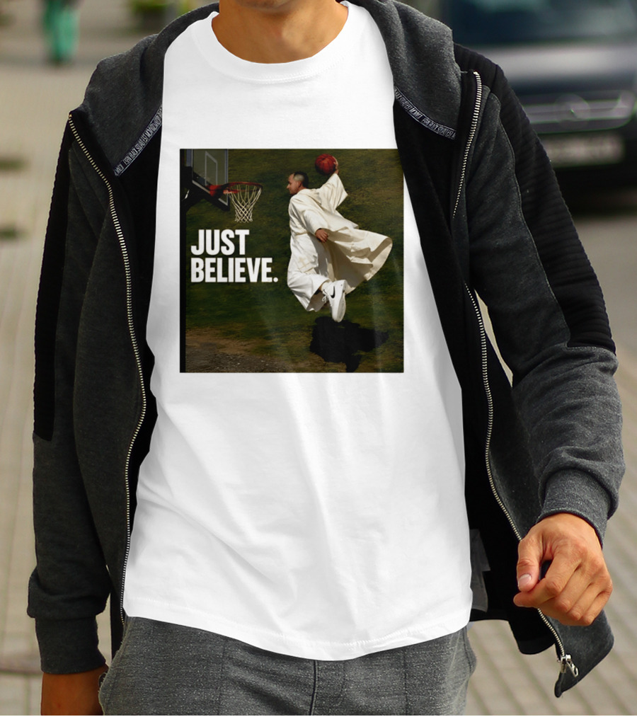 Just Believe Basketball Dunk Pope Leo T-Shirt