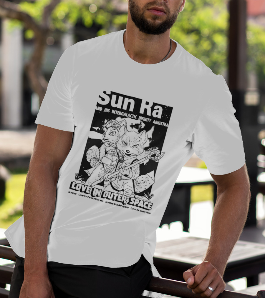 Sun Ra And His Intergalactic Infinity Arkestra Love In Outer Space Visual With Cartoon Characters T-Shirt