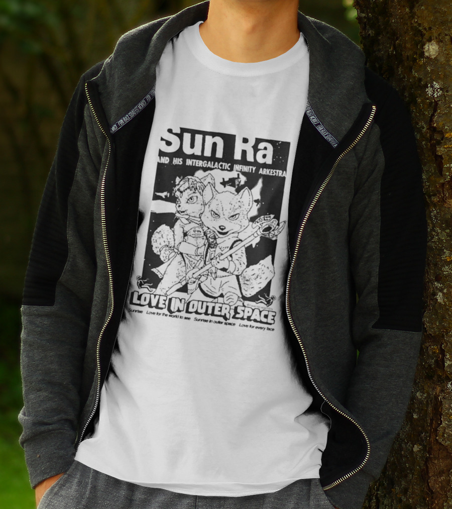 Sun Ra And His Intergalactic Infinity Arkestra Love In Outer Space Visual With Cartoon Characters T-Shirt