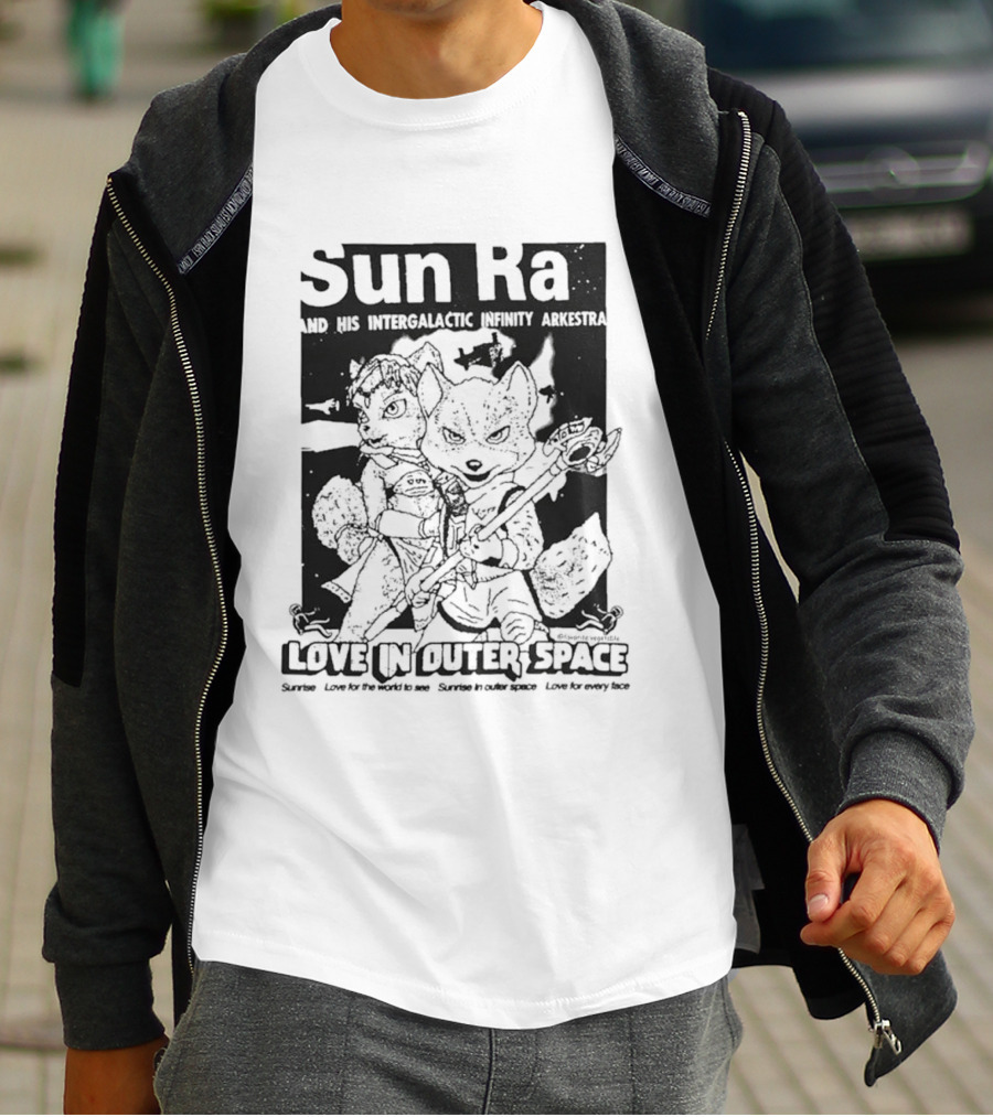 Sun Ra And His Intergalactic Infinity Arkestra Love In Outer Space Visual With Cartoon Characters T-Shirt