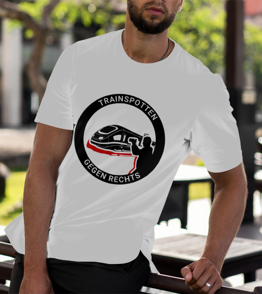Trainspotten Gegen Rechts Train And Photographer Silhouette Anti Right Movement T-Shirt