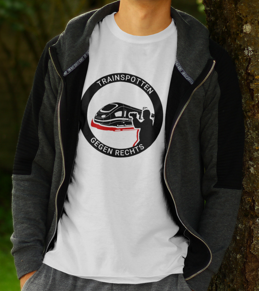Trainspotten Gegen Rechts Train And Photographer Silhouette Anti Right Movement T-Shirt