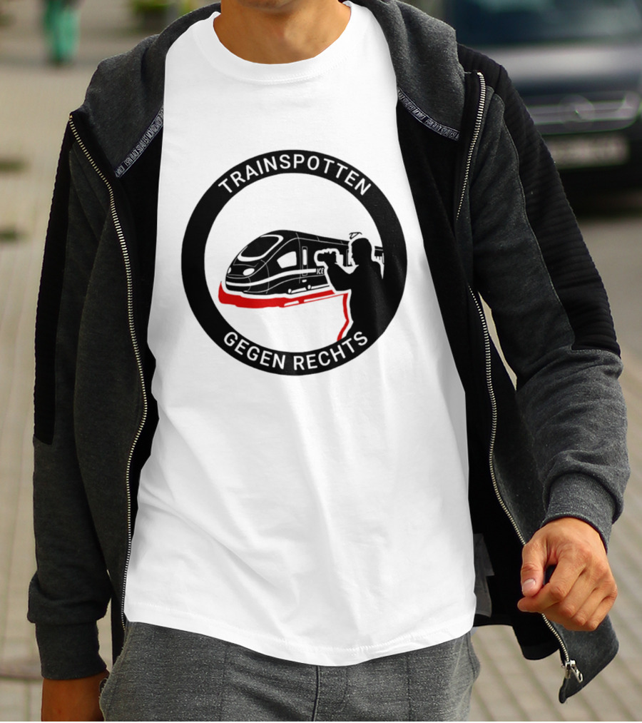 Trainspotten Gegen Rechts Train And Photographer Silhouette Anti Right Movement T-Shirt