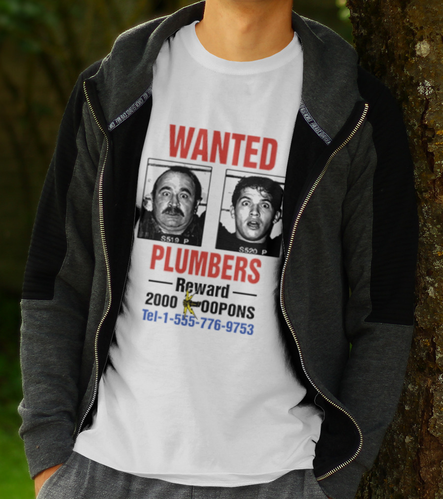 Wanted Plumbers 1993 Super Mario Bros Reward 2000 Koopa Coins Call 1 800 770 8762 T-Shirt