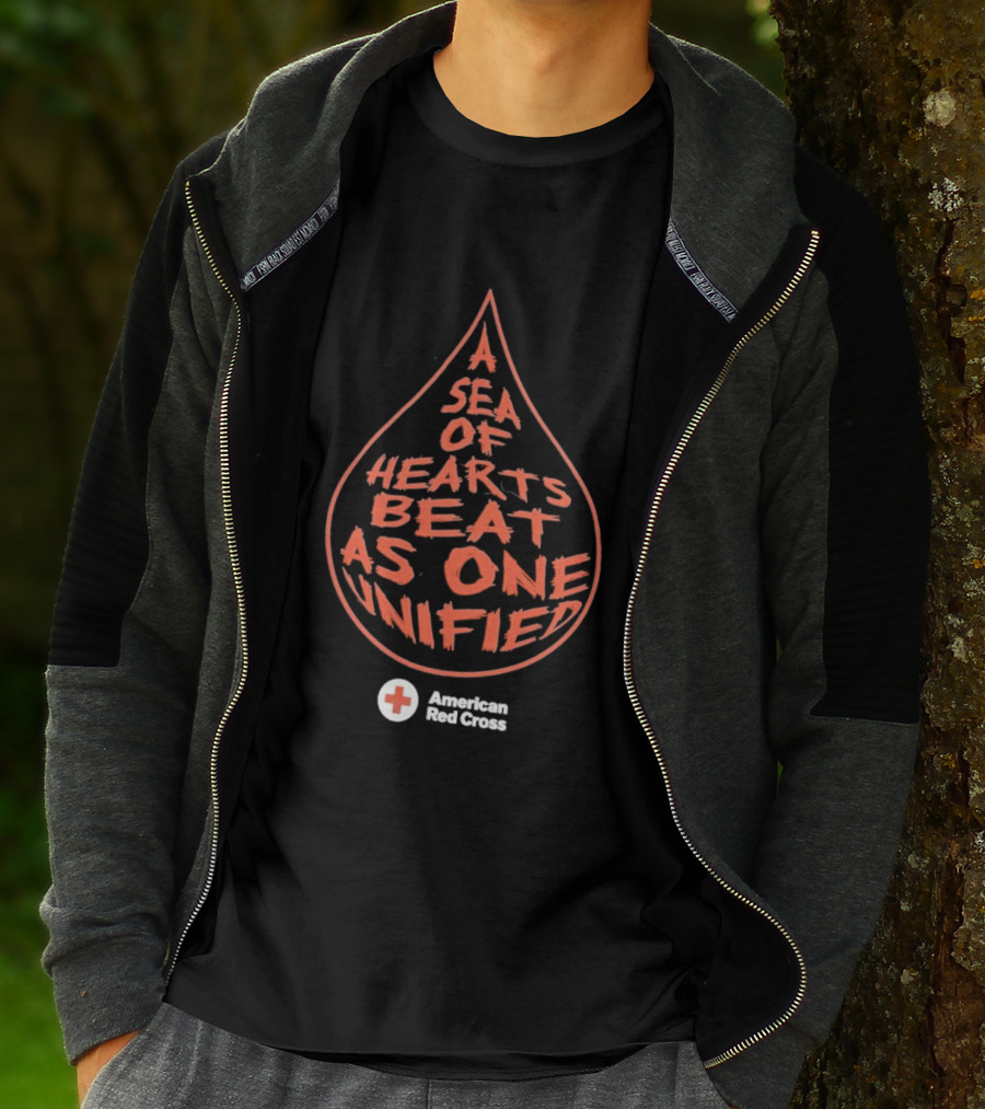 A Sea Of Hearts Beat As One Unified American Red Cross Droplet T-Shirt