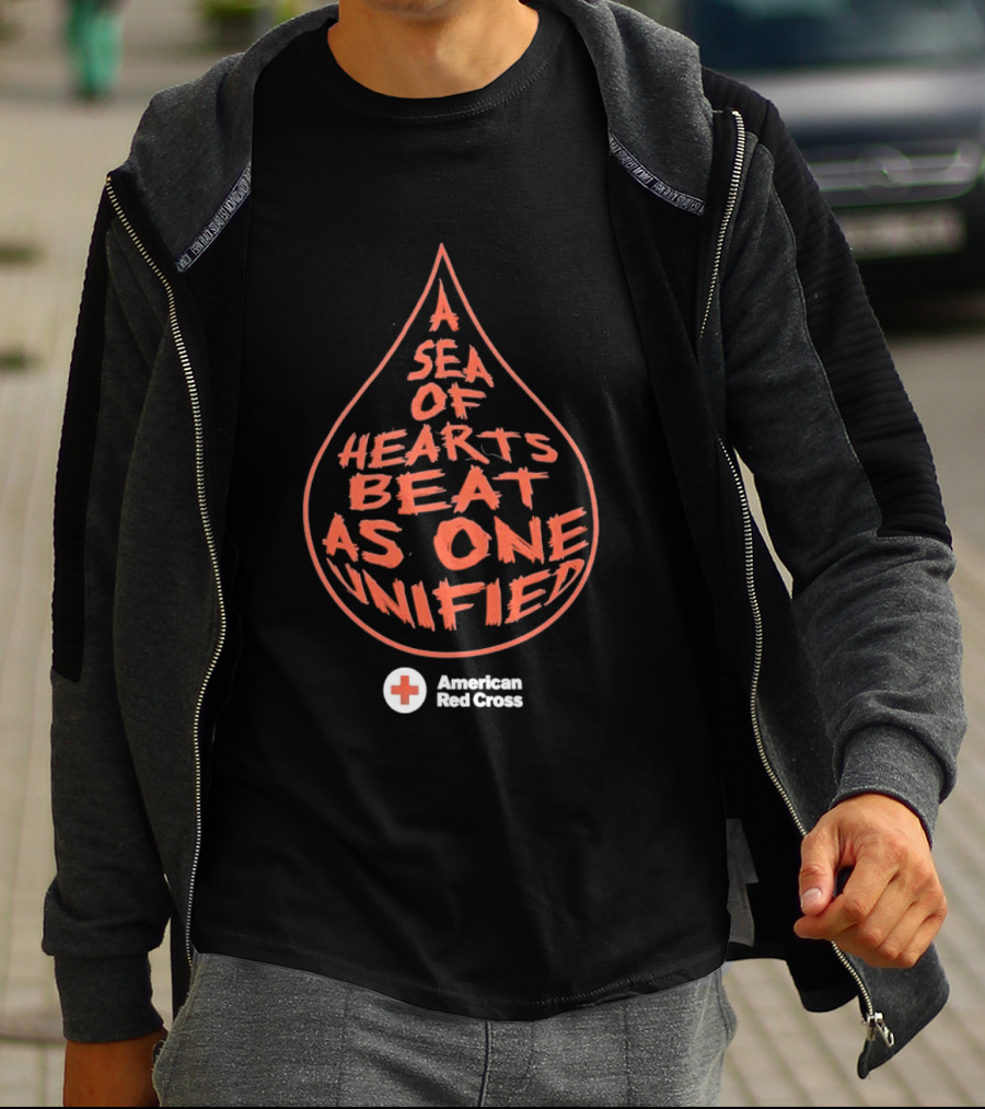 A Sea Of Hearts Beat As One Unified American Red Cross Droplet T-Shirt