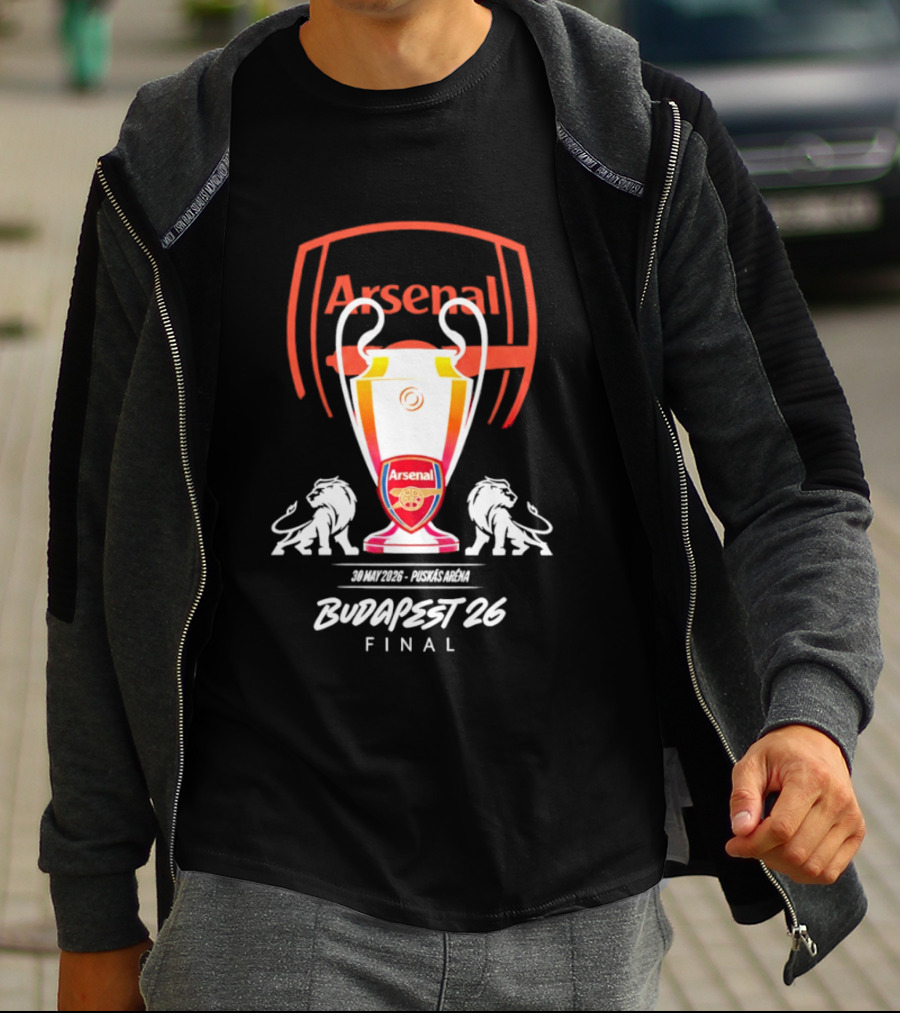 Arsenal Budapest 26 Final Champions League Trophy Lions T-Shirt