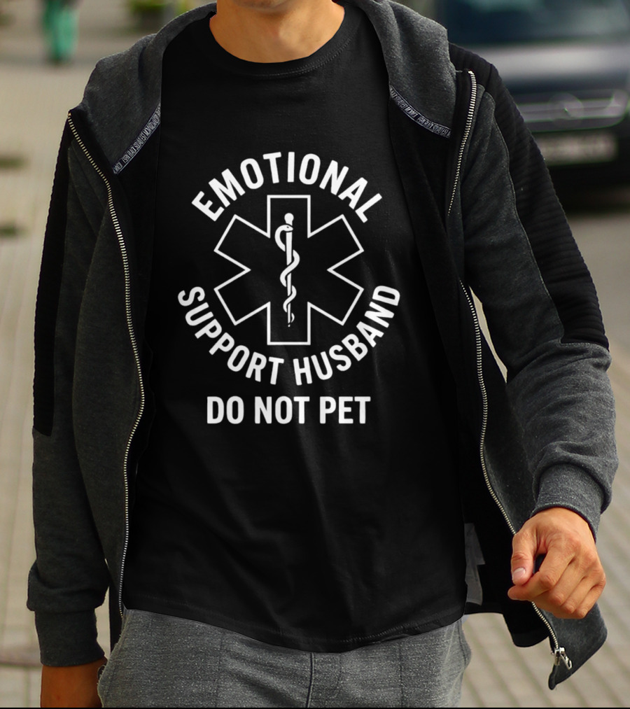 Emotional Support Husband Do Not Pet Parody With Medical Star And Caduceus T-Shirt