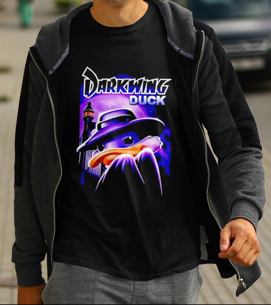 Darkwing Duck Funko Figure Iconic Character With Hat And Cityscape T-Shirt