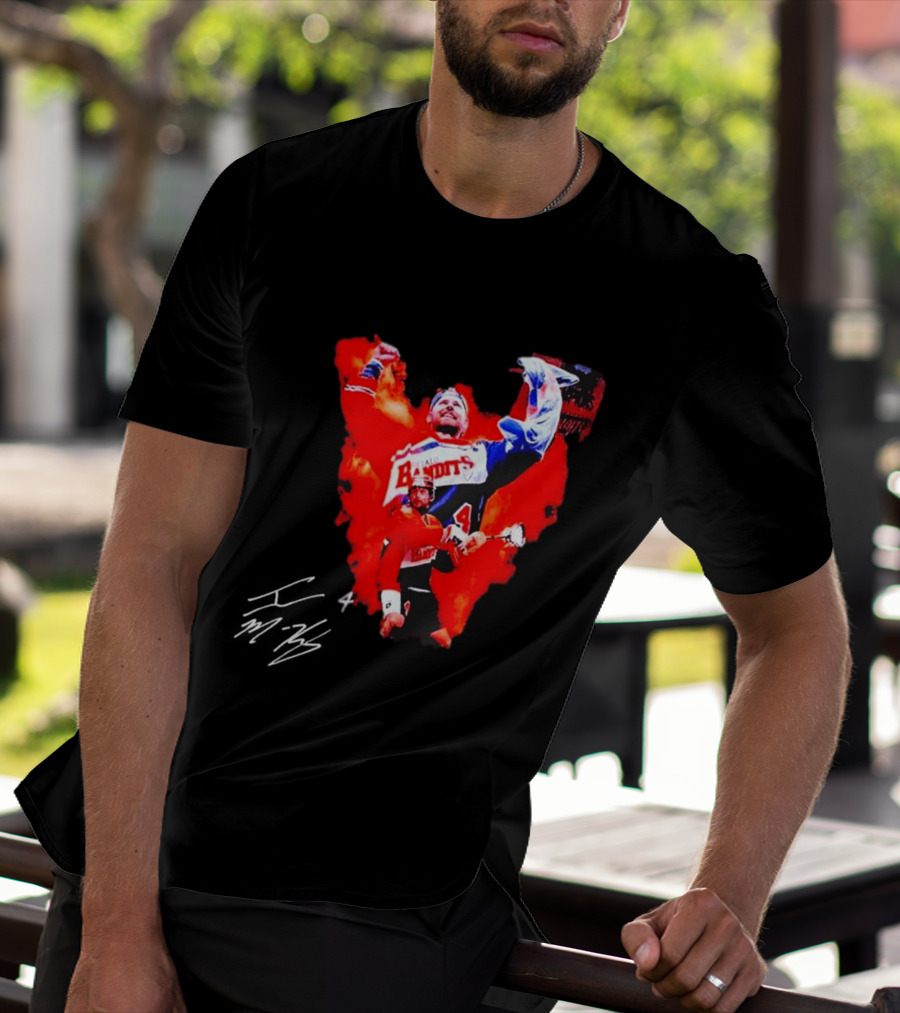 Ian MacKay Bandits Lacrosse Legend Signed Color Burst Collage T-Shirt