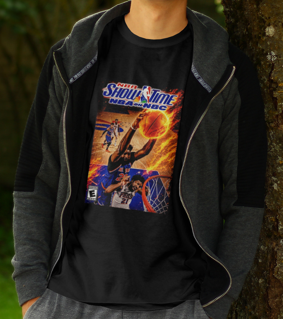 NBA Showtime Dunking Mitchell Robinson On Joel Embiid NBA On NBC T-Shirt