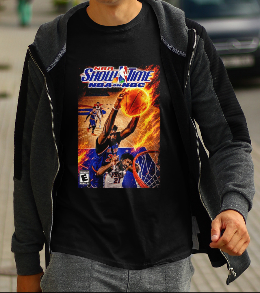 NBA Showtime Dunking Mitchell Robinson On Joel Embiid NBA On NBC T-Shirt