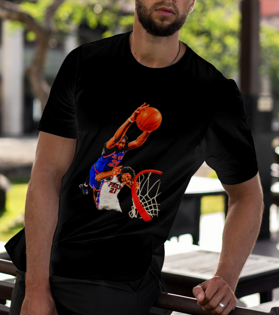 New York Knicks Mitchell Robinson Dunking On Philadelphia 2026 T-Shirt