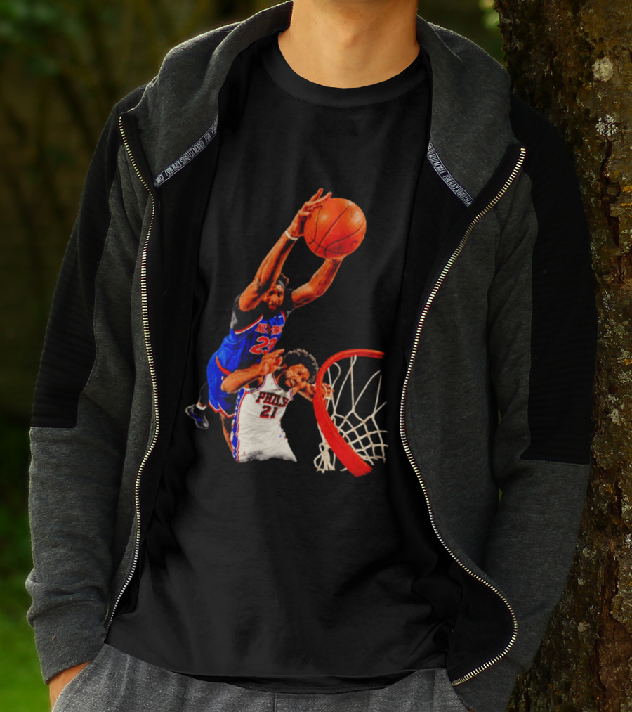 New York Knicks Mitchell Robinson Dunking On Philadelphia 2026 T-Shirt