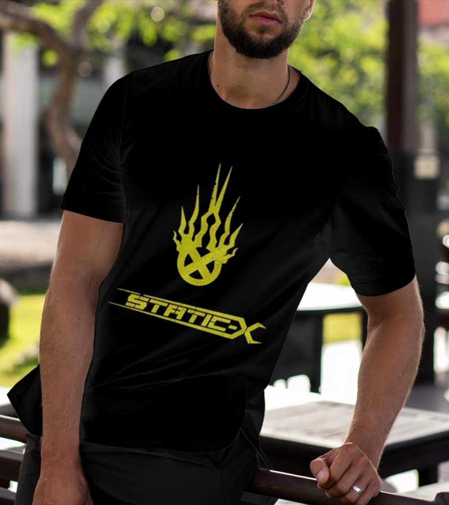 Static X Yellow Flame Shock Band Merch T-Shirt