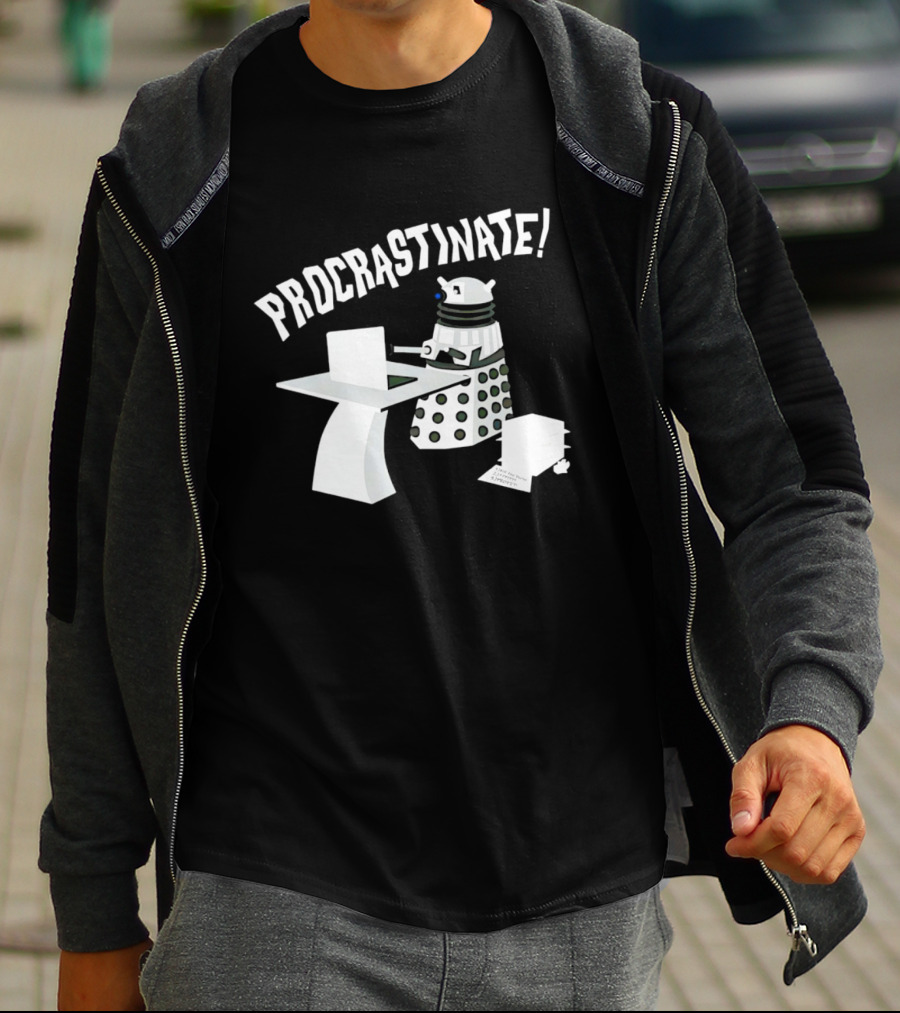 Procrastinate Robot At Desk Dalek T-Shirt
