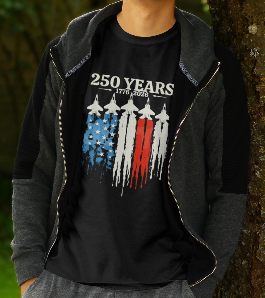 250 Years 1776 2026 USA Semiquincentennial Jets And Flag T-Shirt