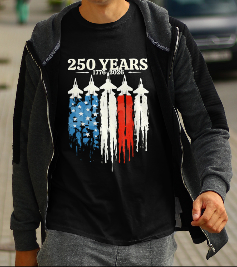 250 Years 1776 2026 USA Semiquincentennial Jets And Flag T-Shirt