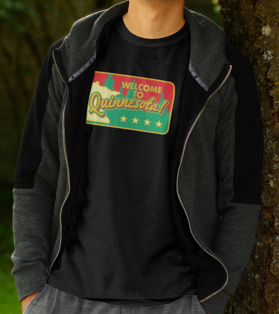 Welcome To Quinnesota State Map Forest Theme With Stars T-Shirt