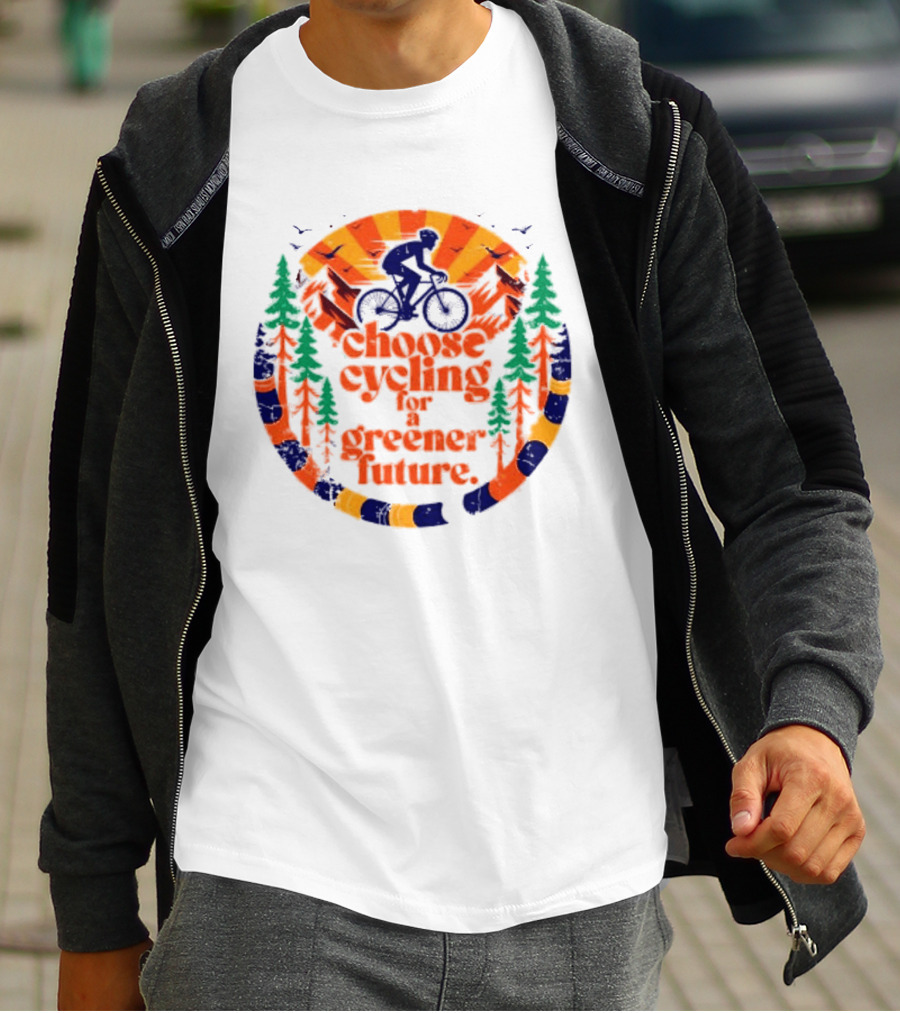 Bicycle Day Unique Choose Cycling For A Greener Future Vibrant Nature T-Shirt