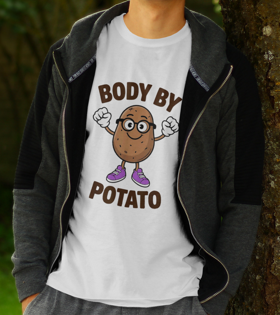 Body By Potato Cartoon Potato With Glasses And Sneakers T-Shirt