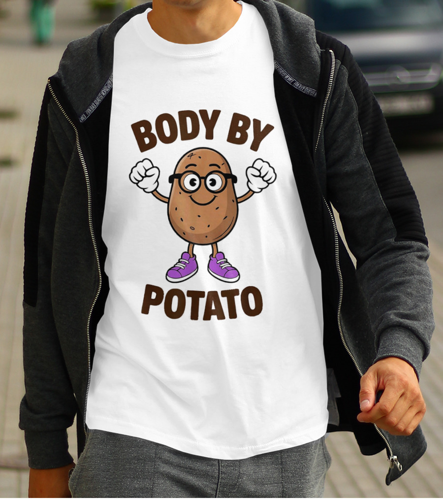 Body By Potato Cartoon Potato With Glasses And Sneakers T-Shirt