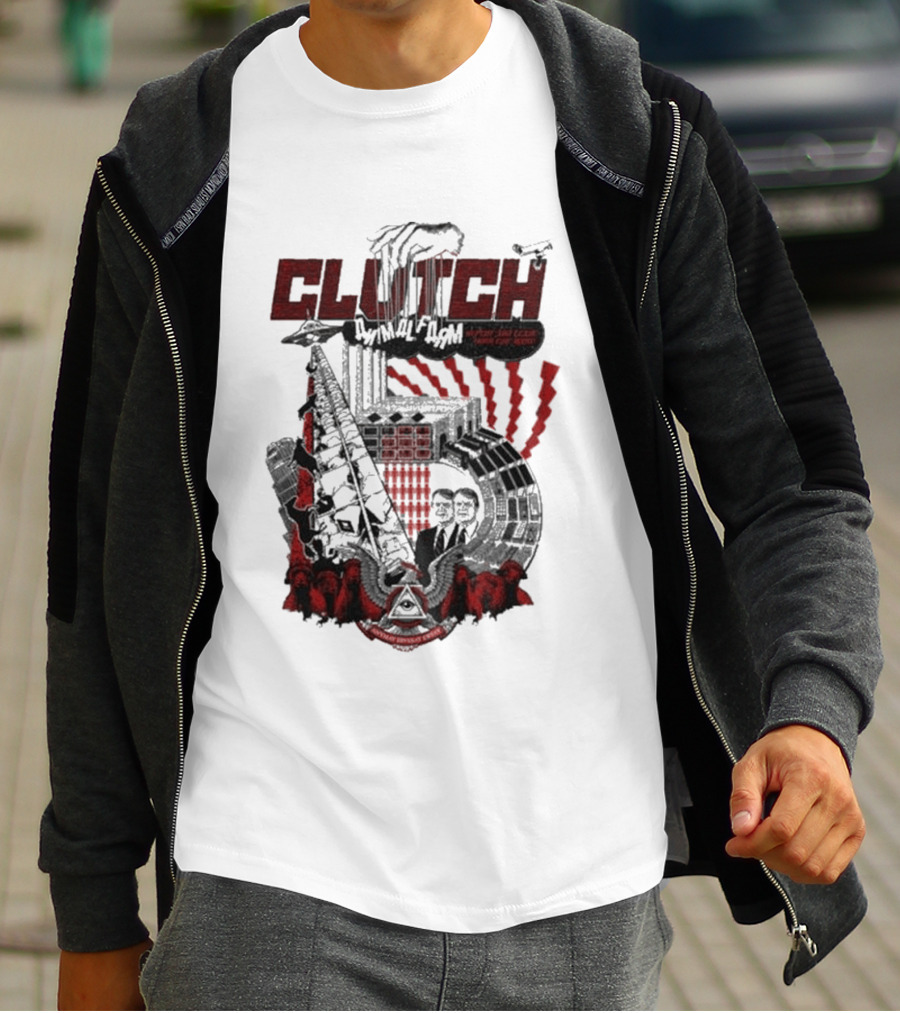 CLUTCH Animal Farm Orwellian Imagery With Windmill And Pig Revolution T-Shirt