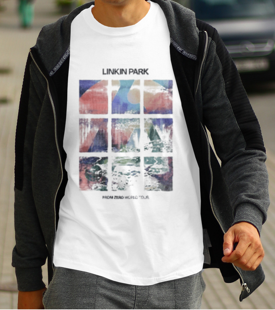 Linkin Park Fz World Tour Australia 2026 Colorful Abstract Squares T-Shirt