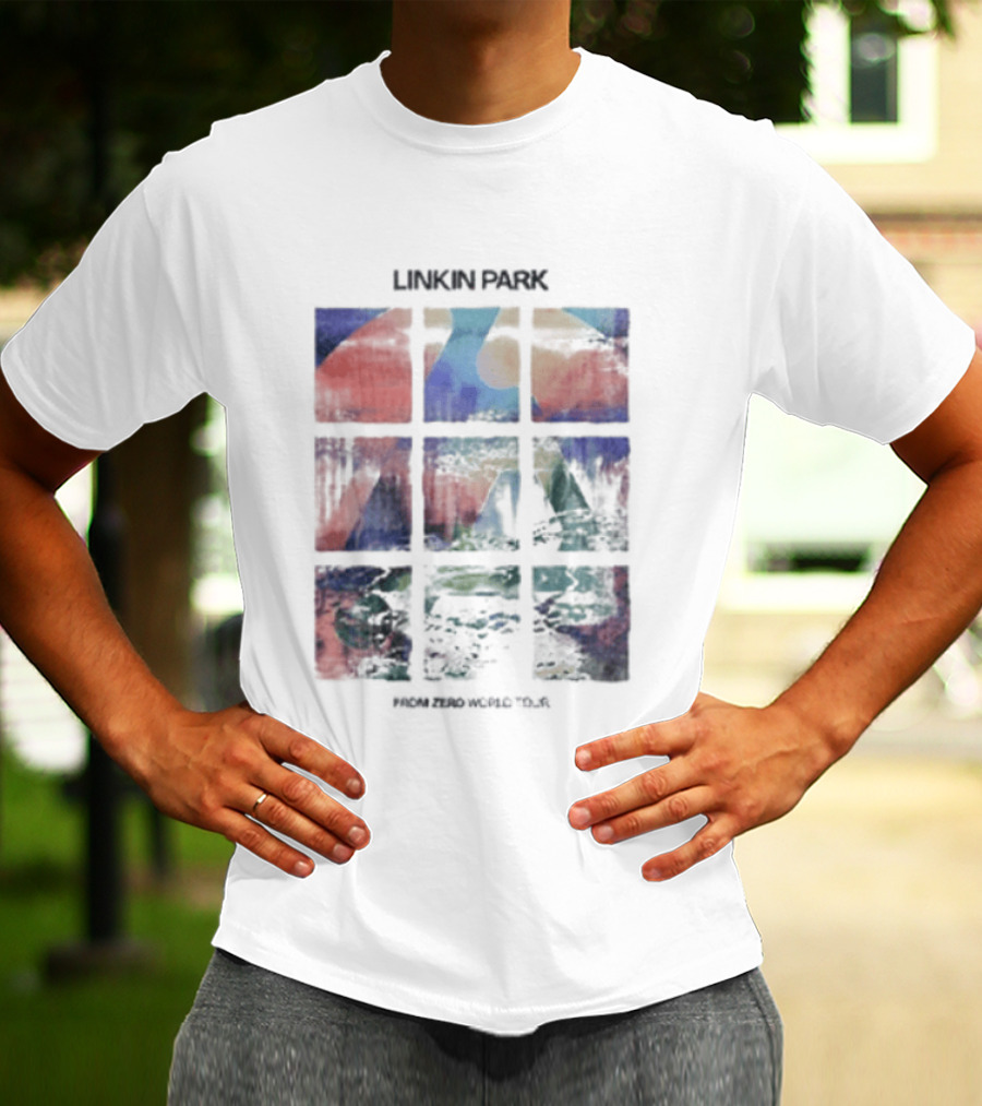 Linkin Park Fz World Tour Australia 2026 Colorful Abstract Squares T-Shirt