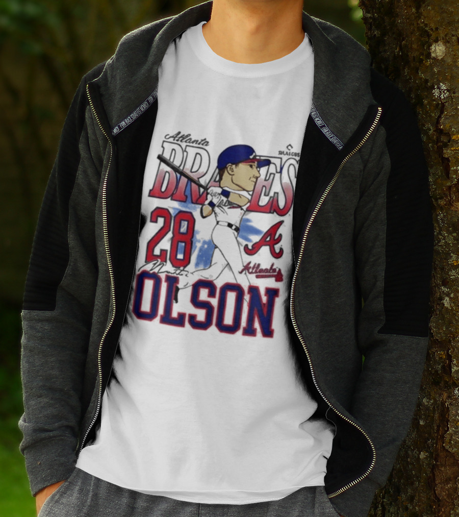 Atlanta Braves 28 Olson Caricature T-Shirt