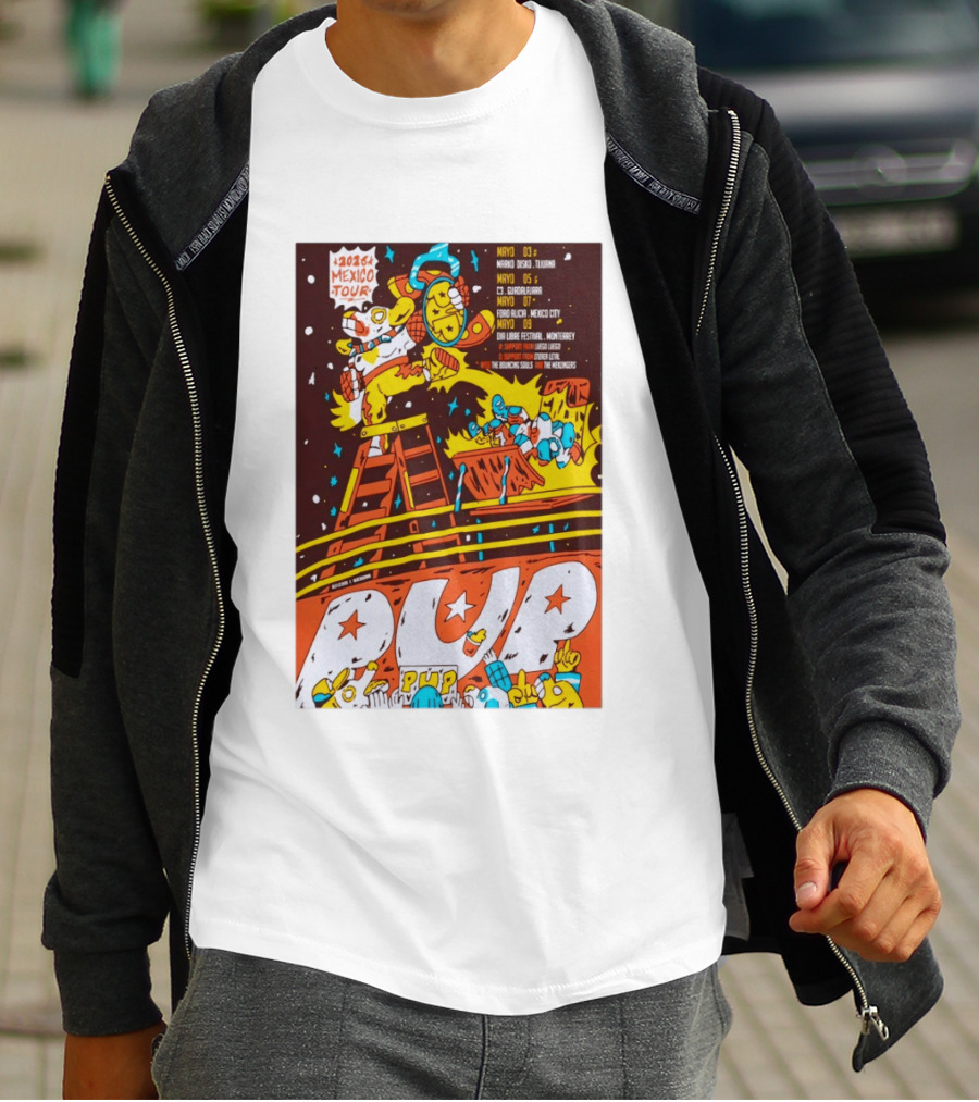 2026 Mexico Tour PUP Foro Indio Tijuana Guadalajara Mexico City Monterrey Show May 7 Headliner Bouncing Souls Mezcales T-Shirt