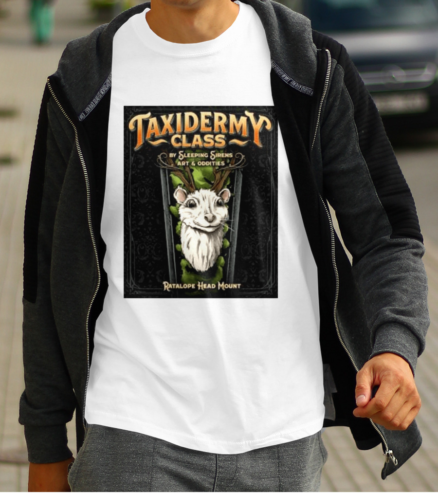 Taxidermy Class Sleeping Sirens Art Oddities Ratalope Head Mount T-Shirt